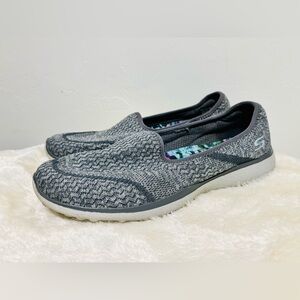 Skechers Microburst All Mine Womens Slip On Sneakers Gray Size 9 Memory Foam